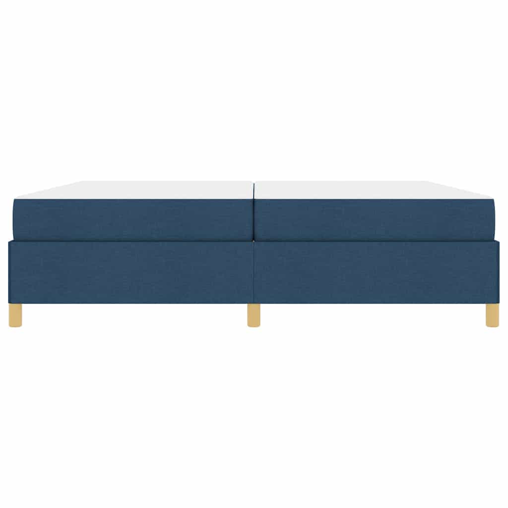 Box Spring Seng Blå Og Mørkeblå Og Hvid 200 X 200 Cm Stof - Billede 6
