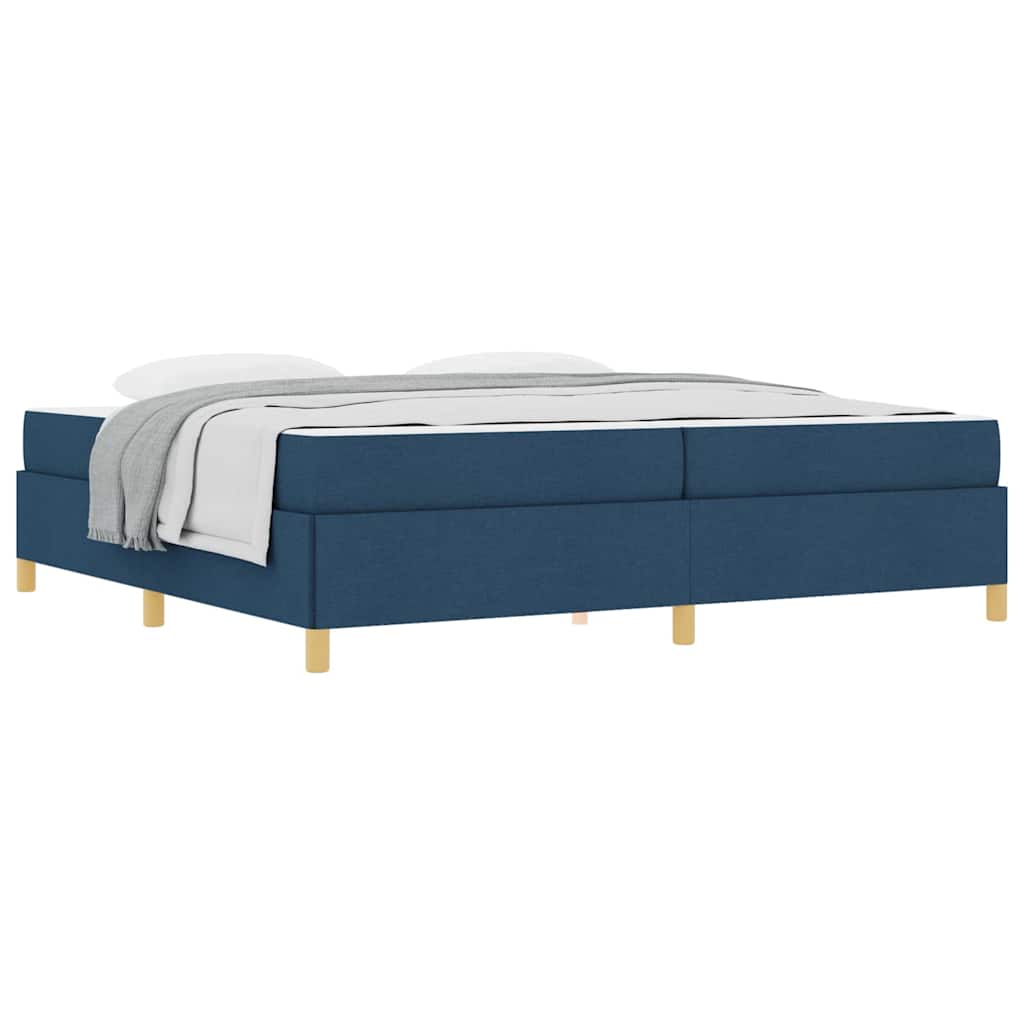 Box Spring Seng Blå Og Mørkeblå Og Hvid 200 X 200 Cm Stof - Billede 3