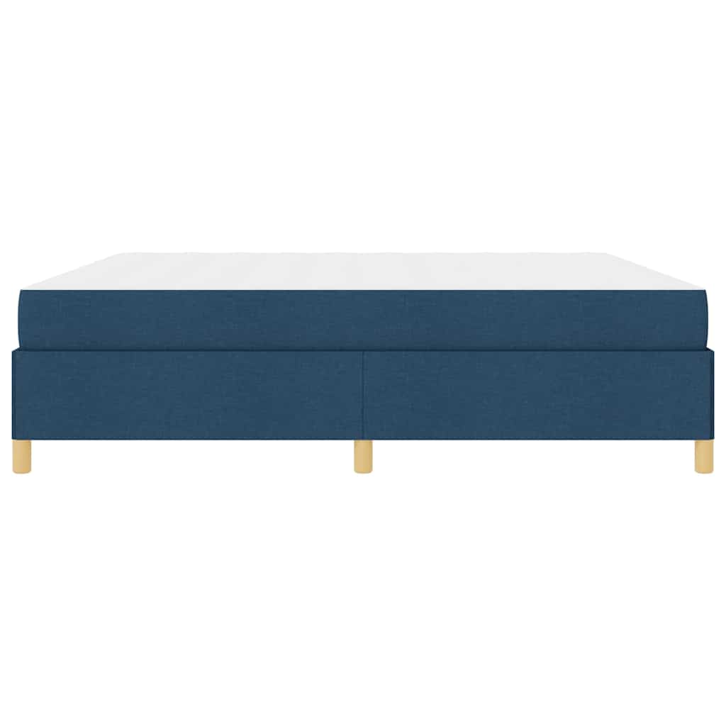 Box Spring Seng Blå Og Mørkeblå Og Hvid 200 X 200 Cm Stof - Billede 7