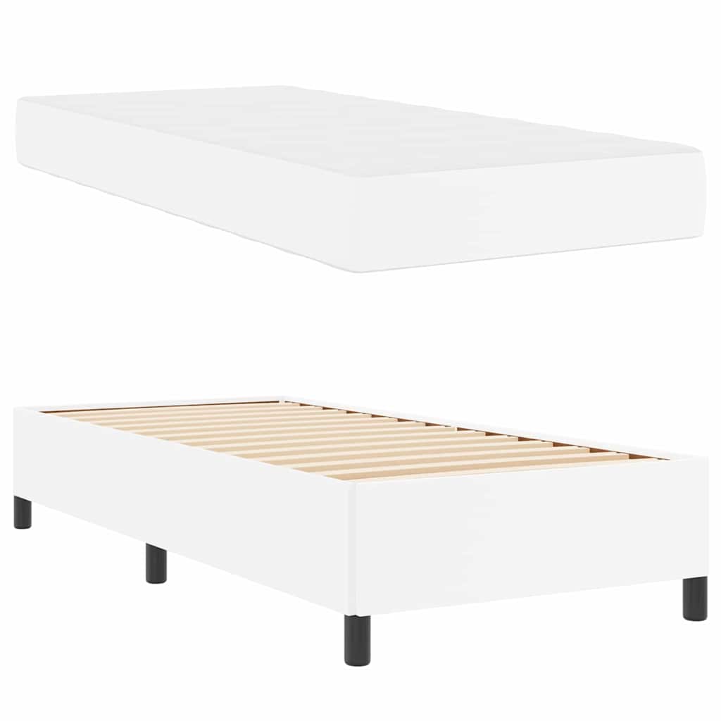 Sengeramme Med Madras Med Madras Hvid 90 X 190 Cm Kunstlæder - Billede 5