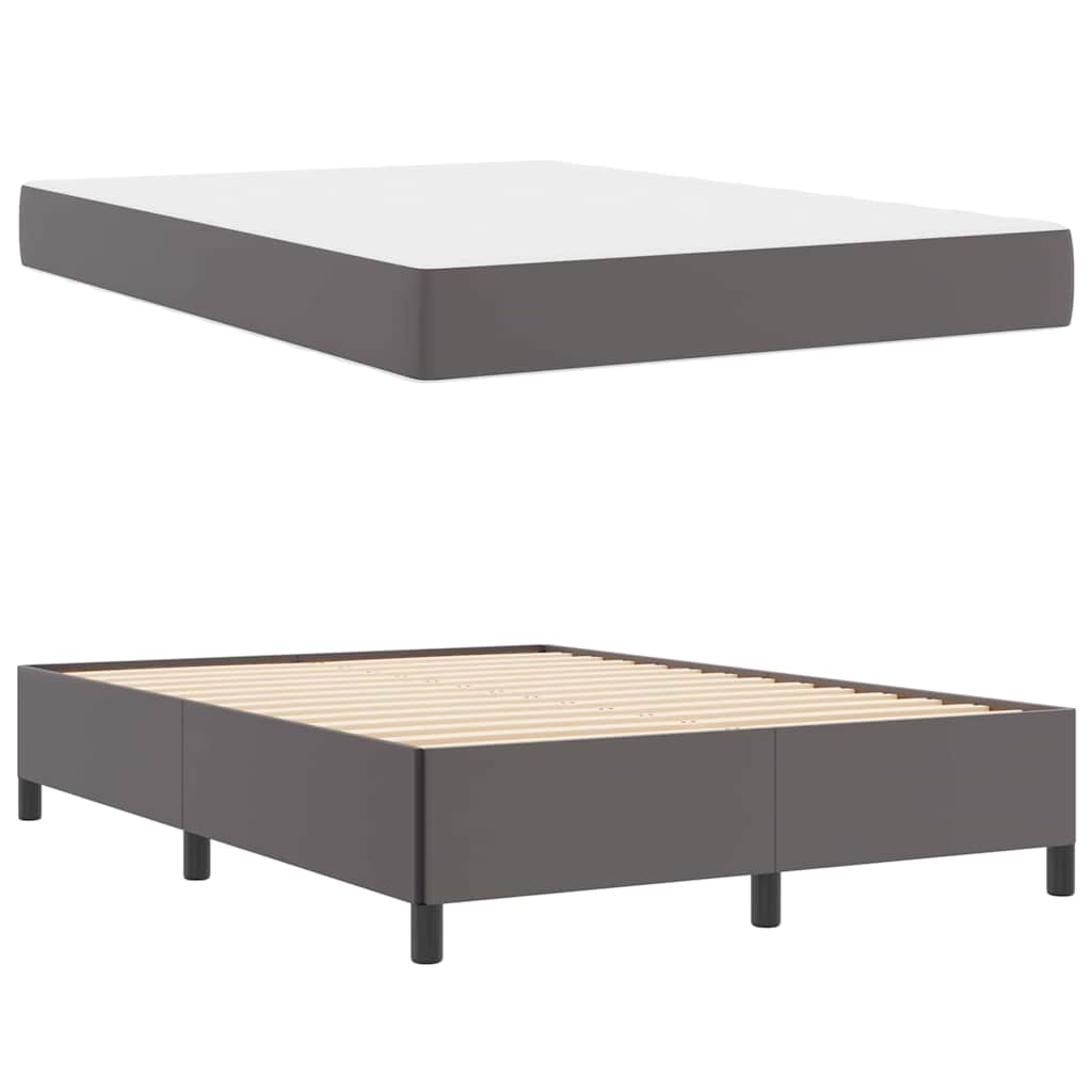 Sengeramme Med Madras Med Madras Grå 140 X 190 Cm Kunstlæder - Billede 5