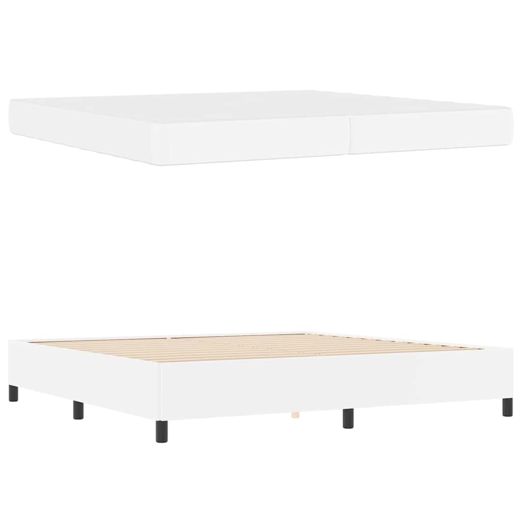 Sengeramme Med Madras Med Madras Hvid 200 X 200 Cm Kunstlæder - Billede 5