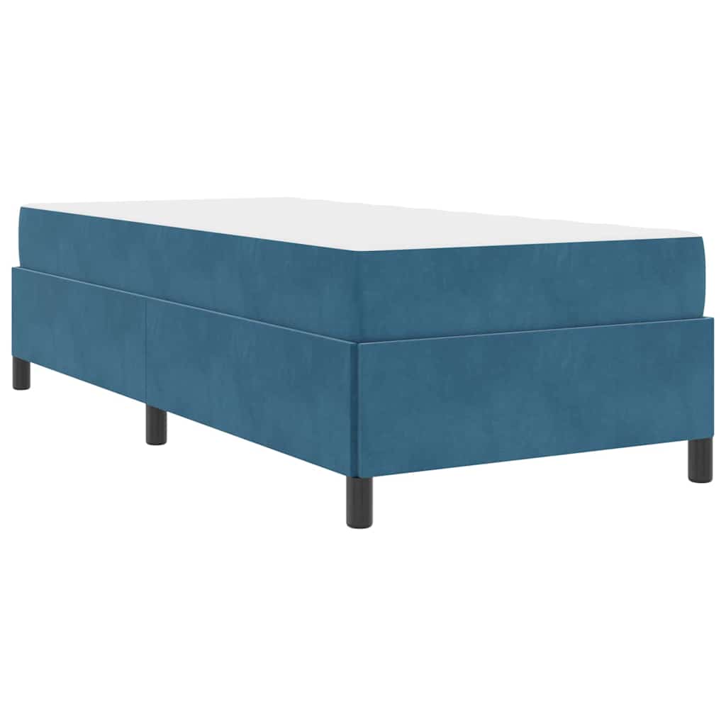 Sengestel Med Madras Mørkeblå Og Hvid 90 X 190 Cm Fløjl - Billede 2