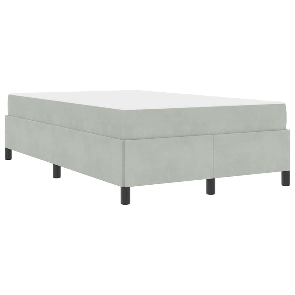 Sengestel Med Madras Hvid Og Lys Grå 120 X 190 Cm Fløjl - Billede 2
