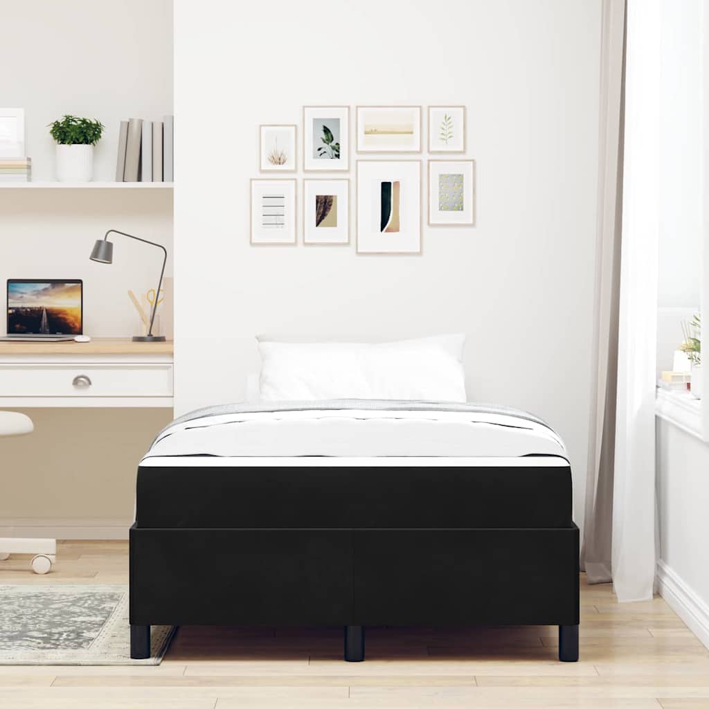 Sengestel Med Madras Sort Og Hvid 120 X 190 Cm Fløjl - Billede 4