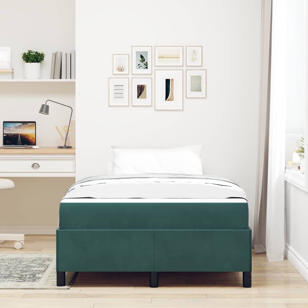 Sengestel Med Madras Mørkegrøn Og Hvid 120 X 190 Cm Fløjl - Billede 4