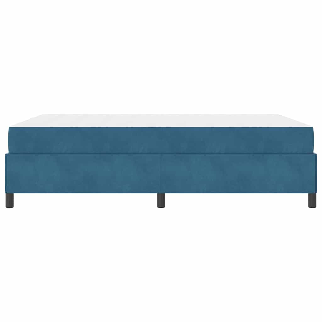 Sengestel Med Madras Mørkeblå Og Hvid 140 X 190 Cm Fløjl - Billede 7