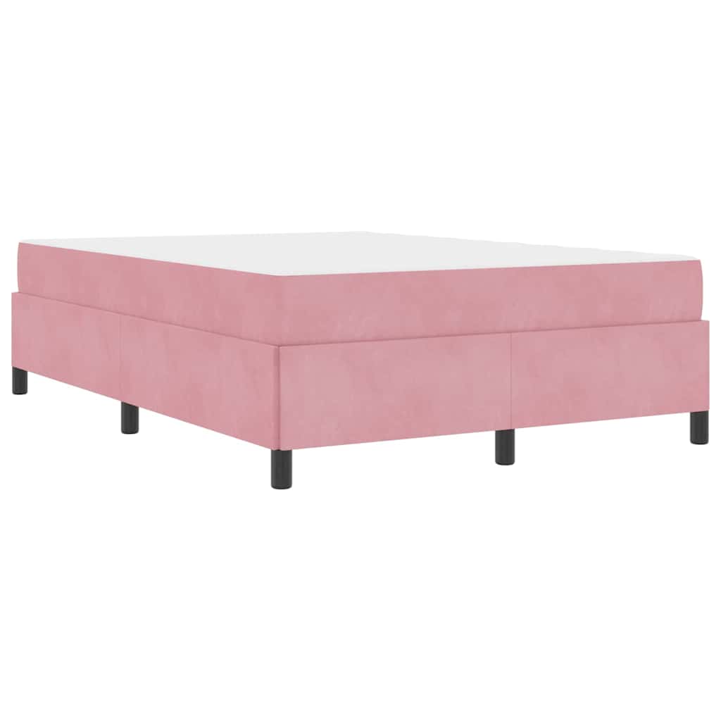 Sengestel Med Madras Lyserød Og Hvid 140 X 190 Cm Fløjl - Billede 2