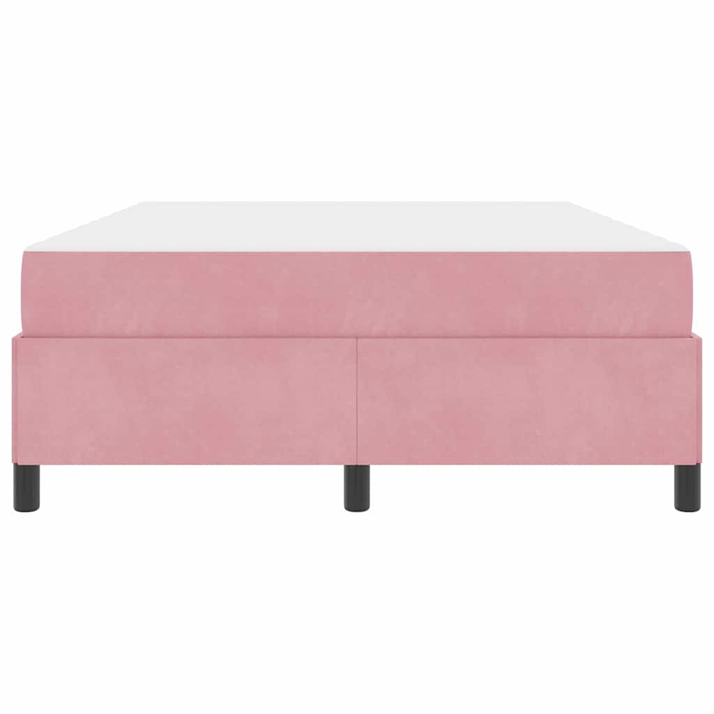 Sengestel Med Madras Lyserød Og Hvid 140 X 190 Cm Fløjl - Billede 6