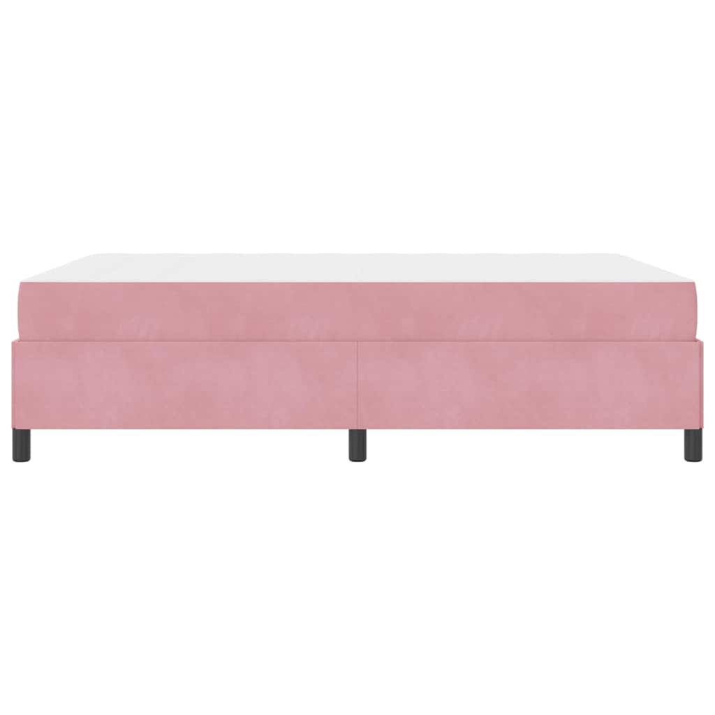Sengestel Med Madras Lyserød Og Hvid 140 X 190 Cm Fløjl - Billede 7