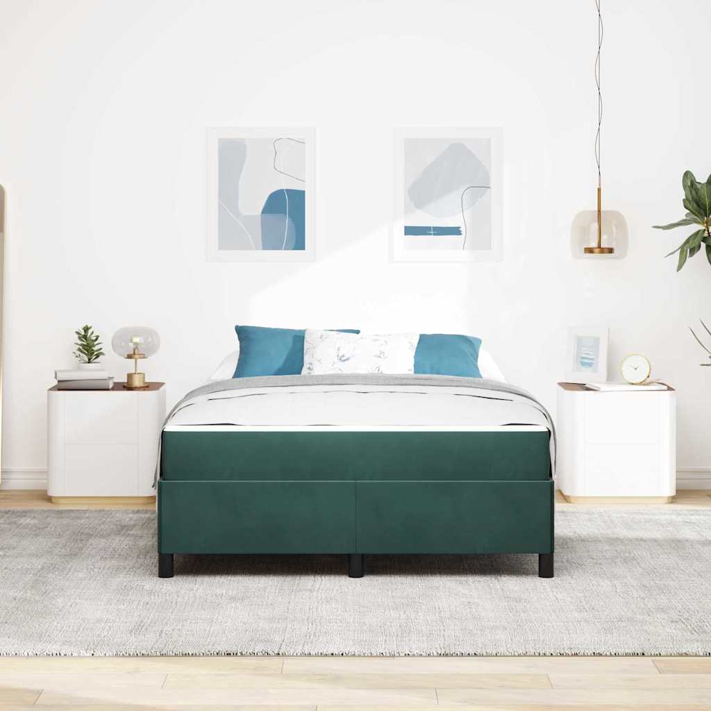 Sengestel Med Madras Mørkegrøn Og Hvid 140 X 200 Cm Fløjl - Billede 4