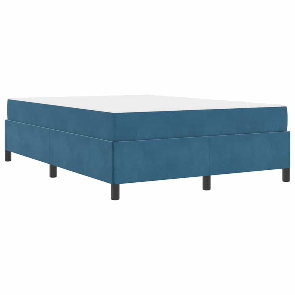 Sengestel Med Madras Mørkeblå Og Hvid 140 X 200 Cm Fløjl - Billede 2