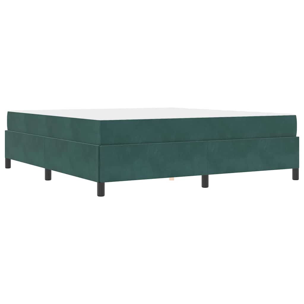 Sengestel Med Madras Mørkegrøn Og Hvid 180 X 200 Cm Fløjl - Billede 2