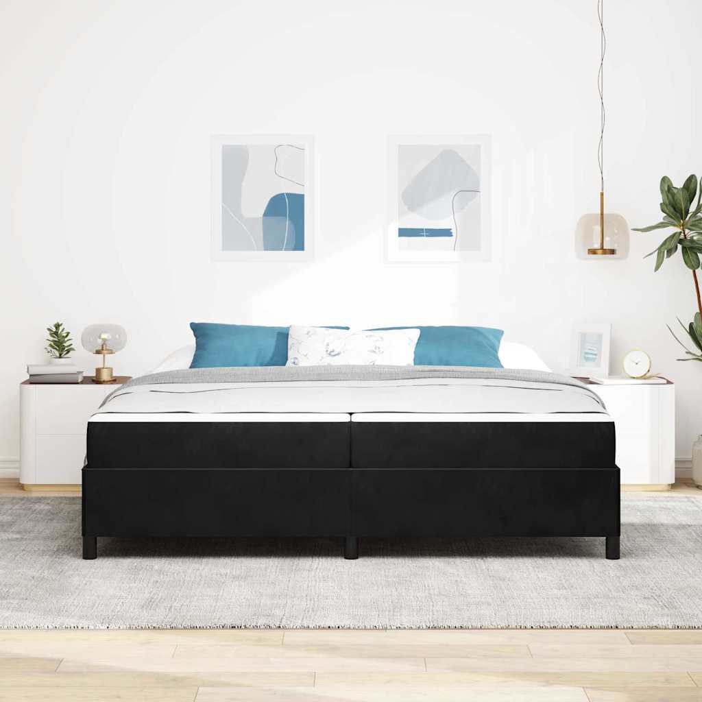 Sengestel Med Madras Sort Og Hvid Og Sort 200 X 200 Cm Fløjl - Billede 4