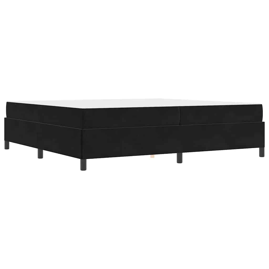 Sengestel Med Madras Sort Og Hvid Og Sort 200 X 200 Cm Fløjl - Billede 2