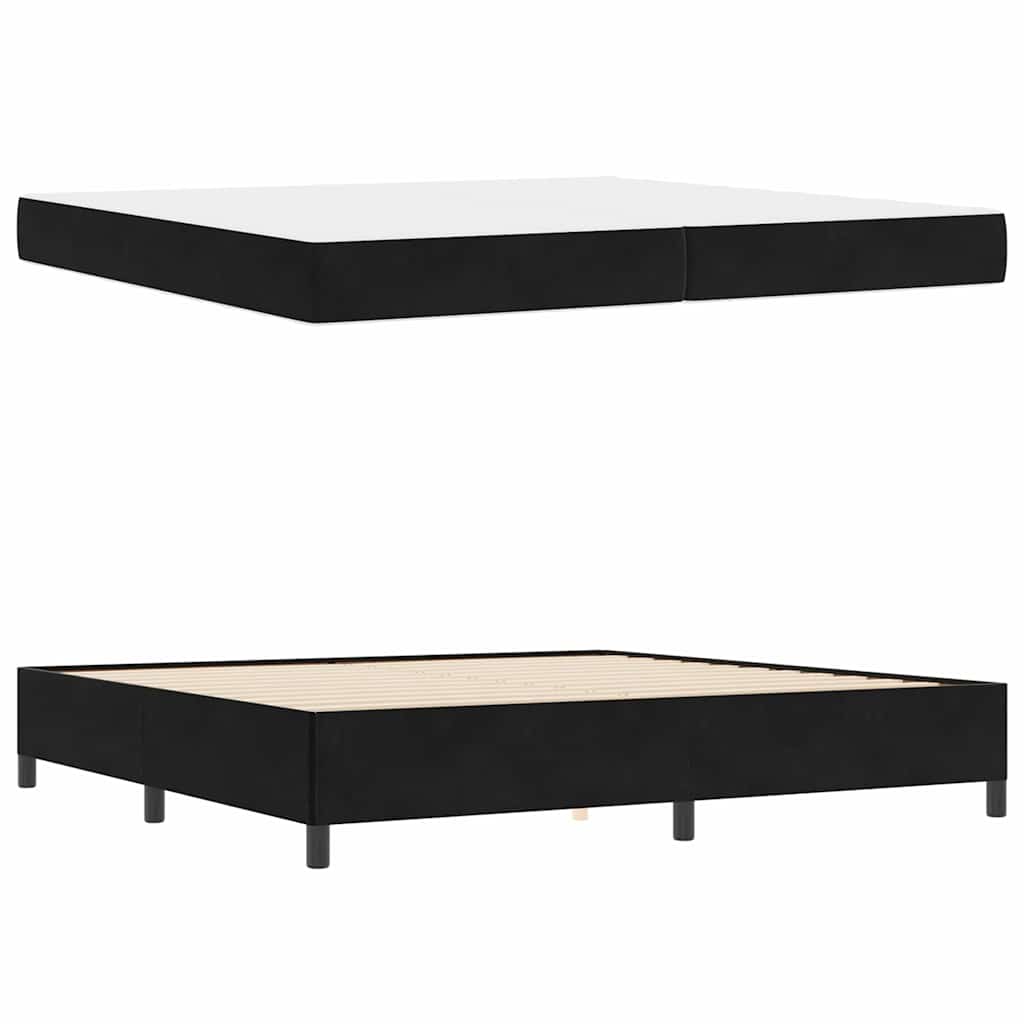 Sengestel Med Madras Sort Og Hvid Og Sort 200 X 200 Cm Fløjl - Billede 5
