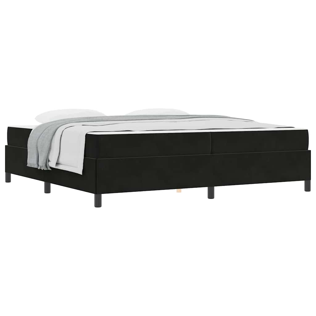 Sengestel Med Madras Sort Og Hvid Og Sort 200 X 200 Cm Fløjl - Billede 3