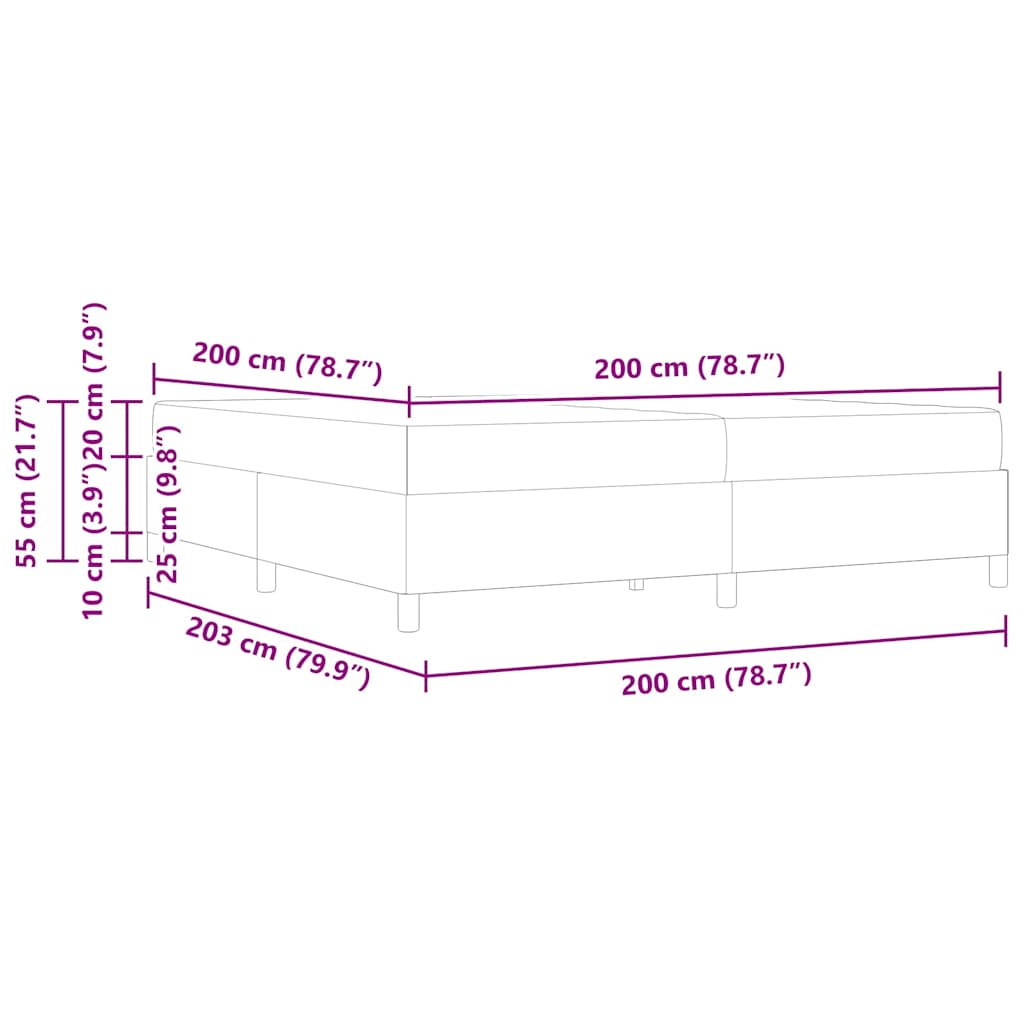 Sengestel Med Madras Sort Og Hvid Og Sort 200 X 200 Cm Fløjl - Billede 12