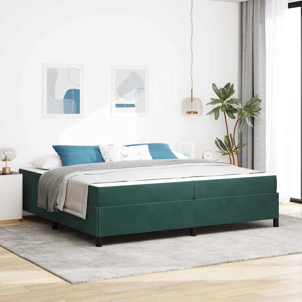 Sengestel Mørk Grøn Og Grøn Og Hvid 200 X 200 Cm Fløjl - Hovedbillede