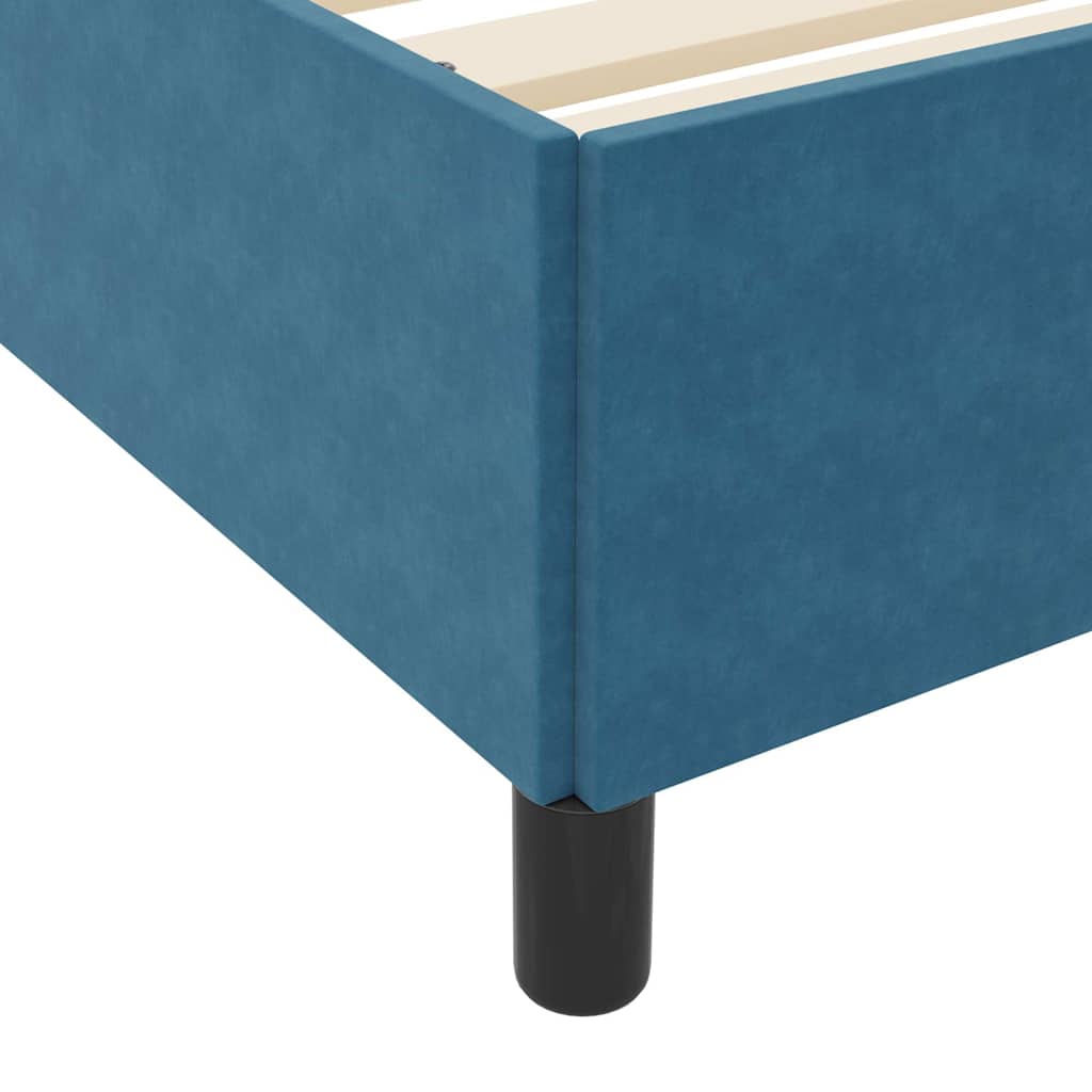 Sengestel Med Madras Mørkeblå Og Hvid 200 X 200 Cm Fløjl - Billede 9