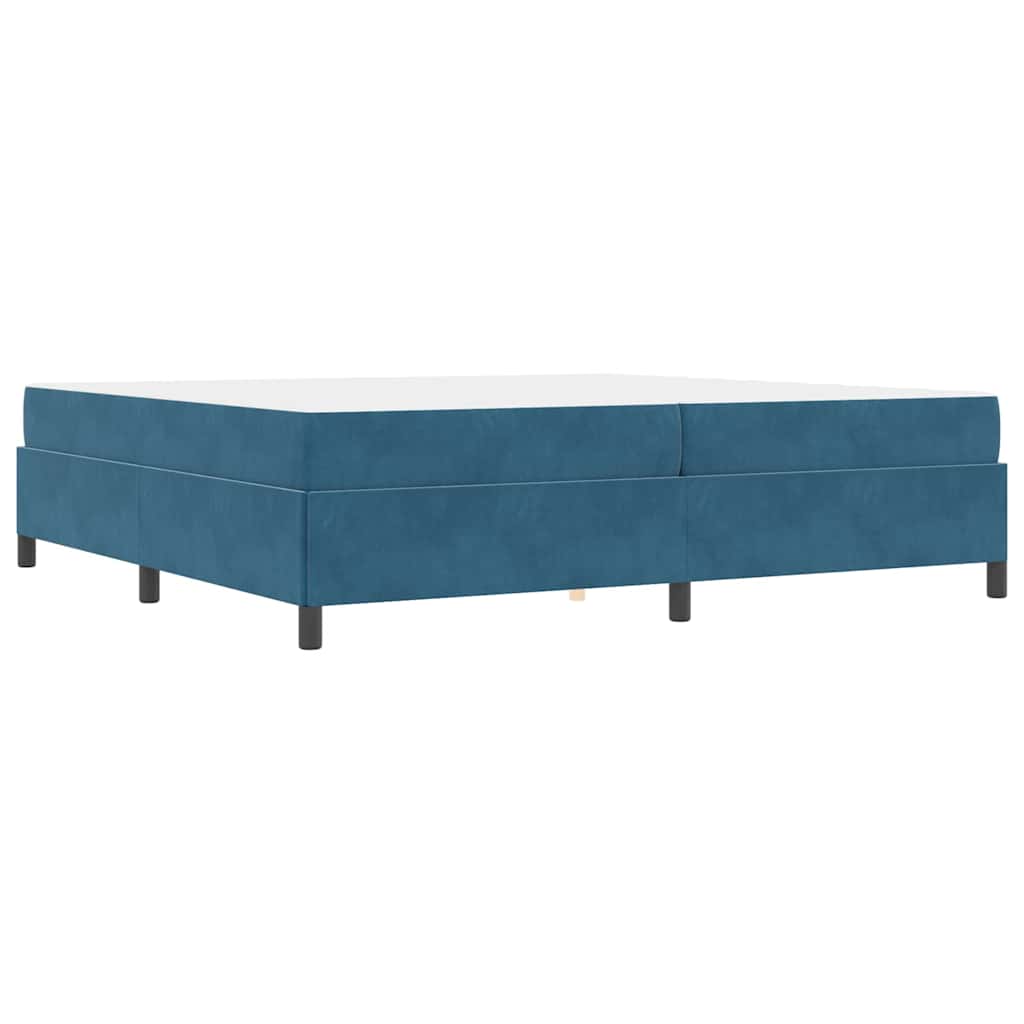 Sengestel Med Madras Mørkeblå Og Hvid 200 X 200 Cm Fløjl - Billede 8