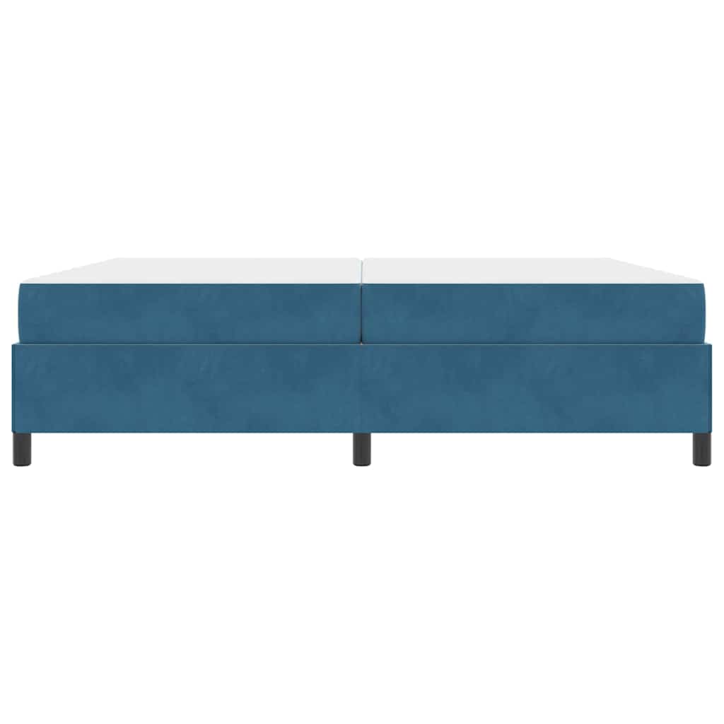 Sengestel Med Madras Mørkeblå Og Hvid 200 X 200 Cm Fløjl - Billede 6