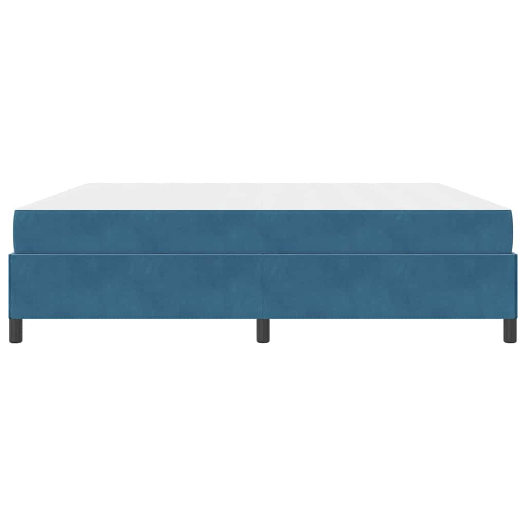 Sengestel Med Madras Mørkeblå Og Hvid 200 X 200 Cm Fløjl - Billede 7