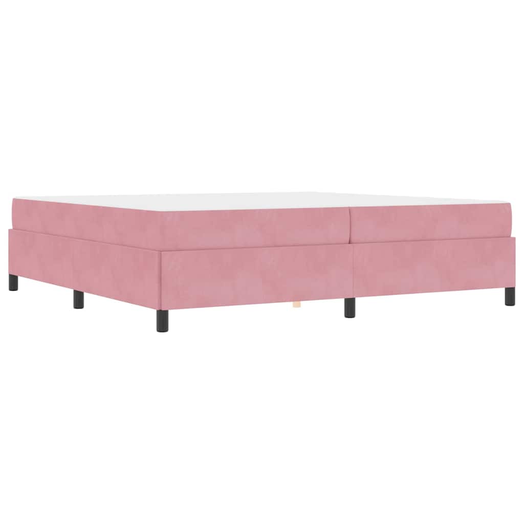 Sengestel Med Madras Lyserød Og Hvid 200 X 200 Cm Fløjl - Billede 2