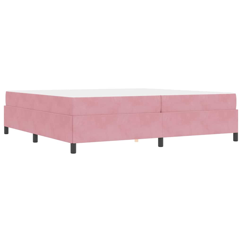 Sengestel Med Madras Lyserød Og Hvid 200 X 200 Cm Fløjl - Billede 8