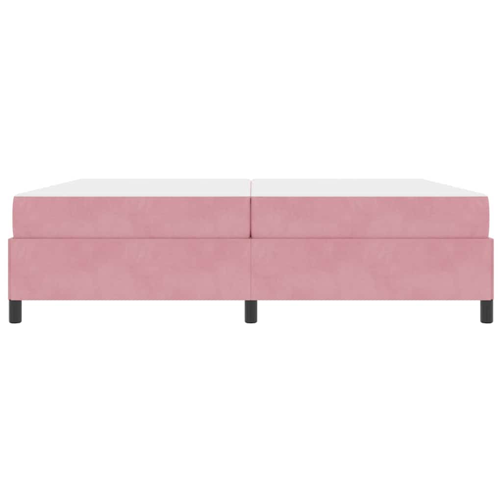 Sengestel Med Madras Lyserød Og Hvid 200 X 200 Cm Fløjl - Billede 6