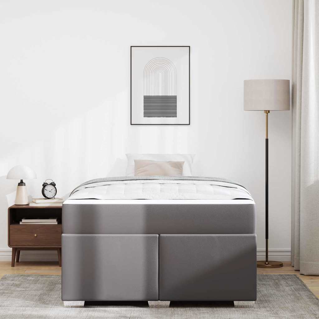 Sengestel Grå 120 X 190 Cm Kunstlæder - Billede 4