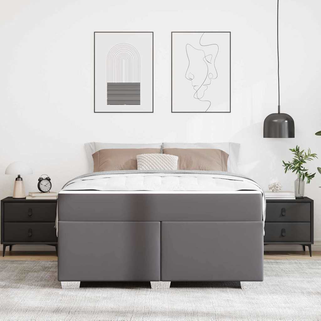 Sengestel Grå 160 X 200 Cm Kunstlæder - Billede 4