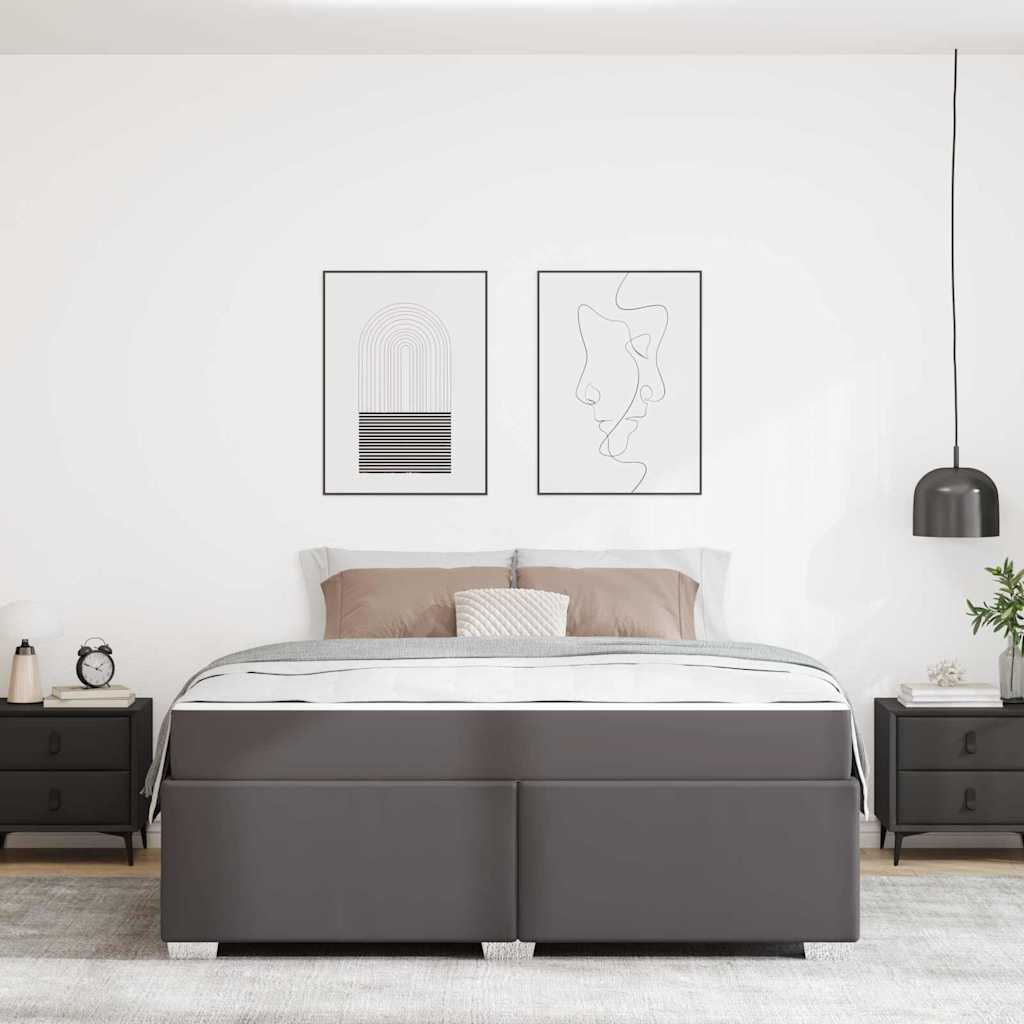 Sengestel Grå 180 X 200 Cm Kunstlæder - Billede 4