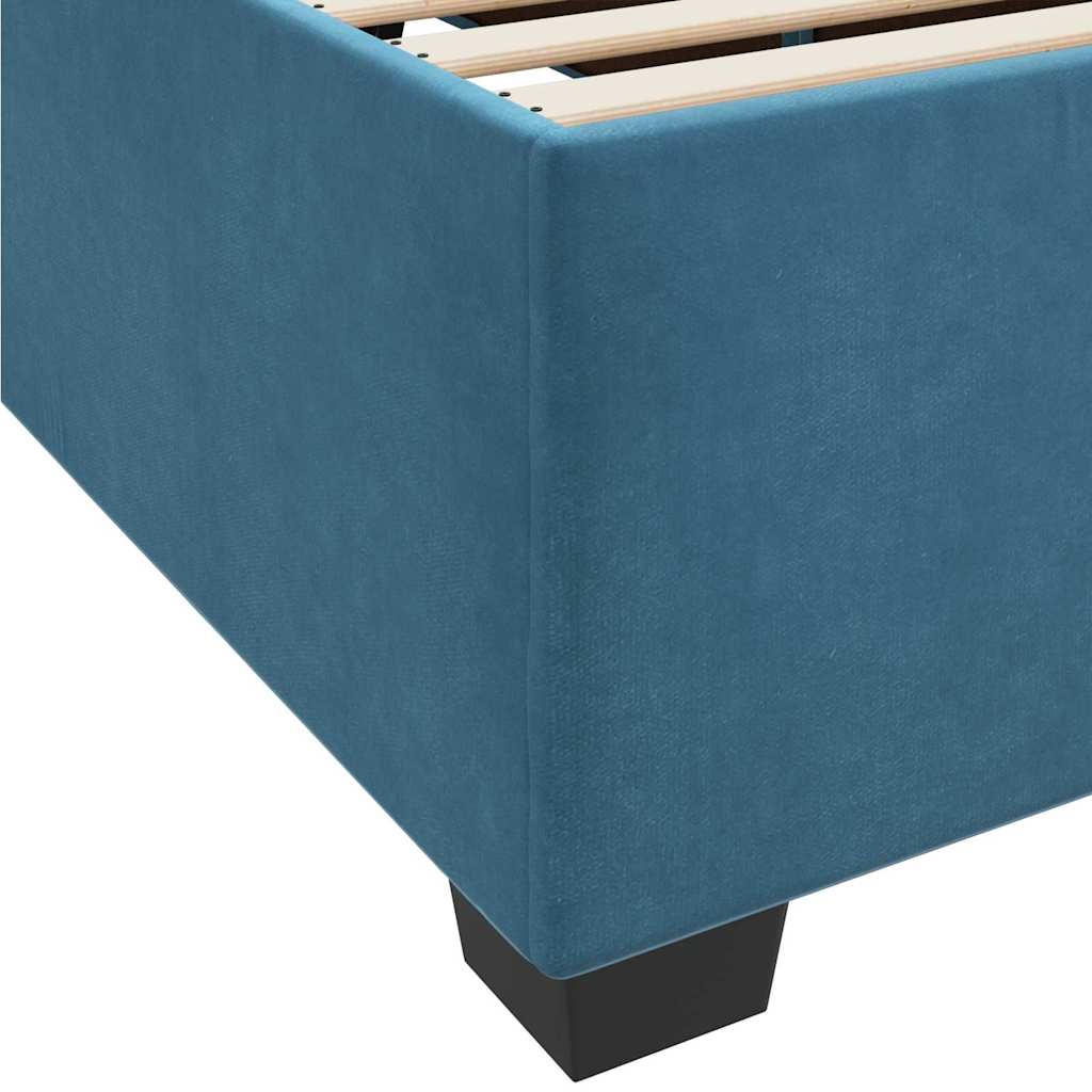 Sengestel Med Madras Mørkeblå 100 X 200 Cm Fløjl - Billede 9