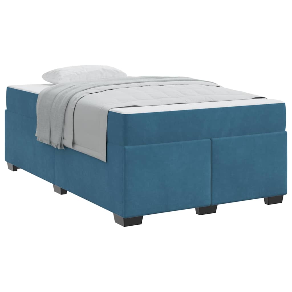 Sengeramme Med Madras Med Madras Mørkeblå 120 X 190 Cm Fløjl - Billede 3