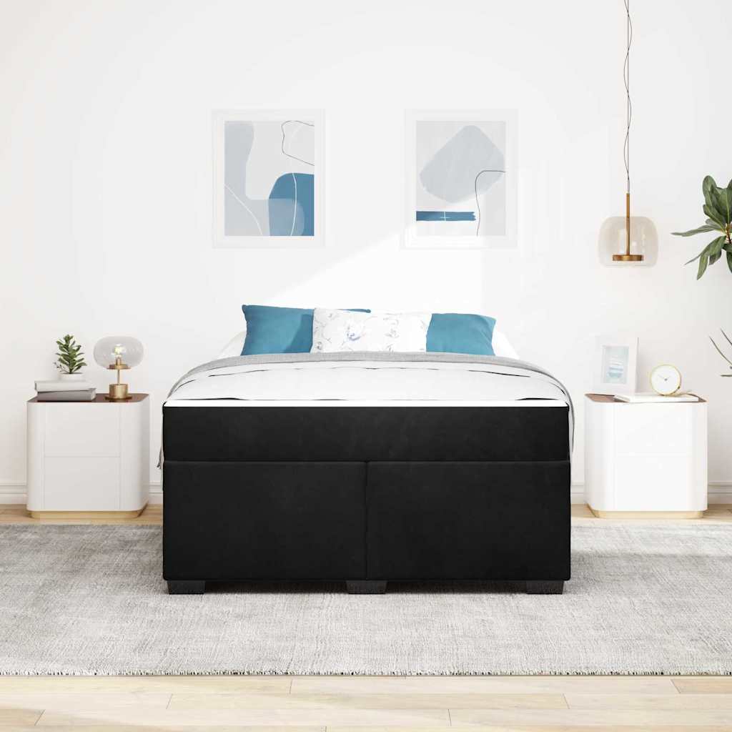 Sengeramme Med Madras Med Madras Sort 140 X 200 Cm Fløjl - Billede 4