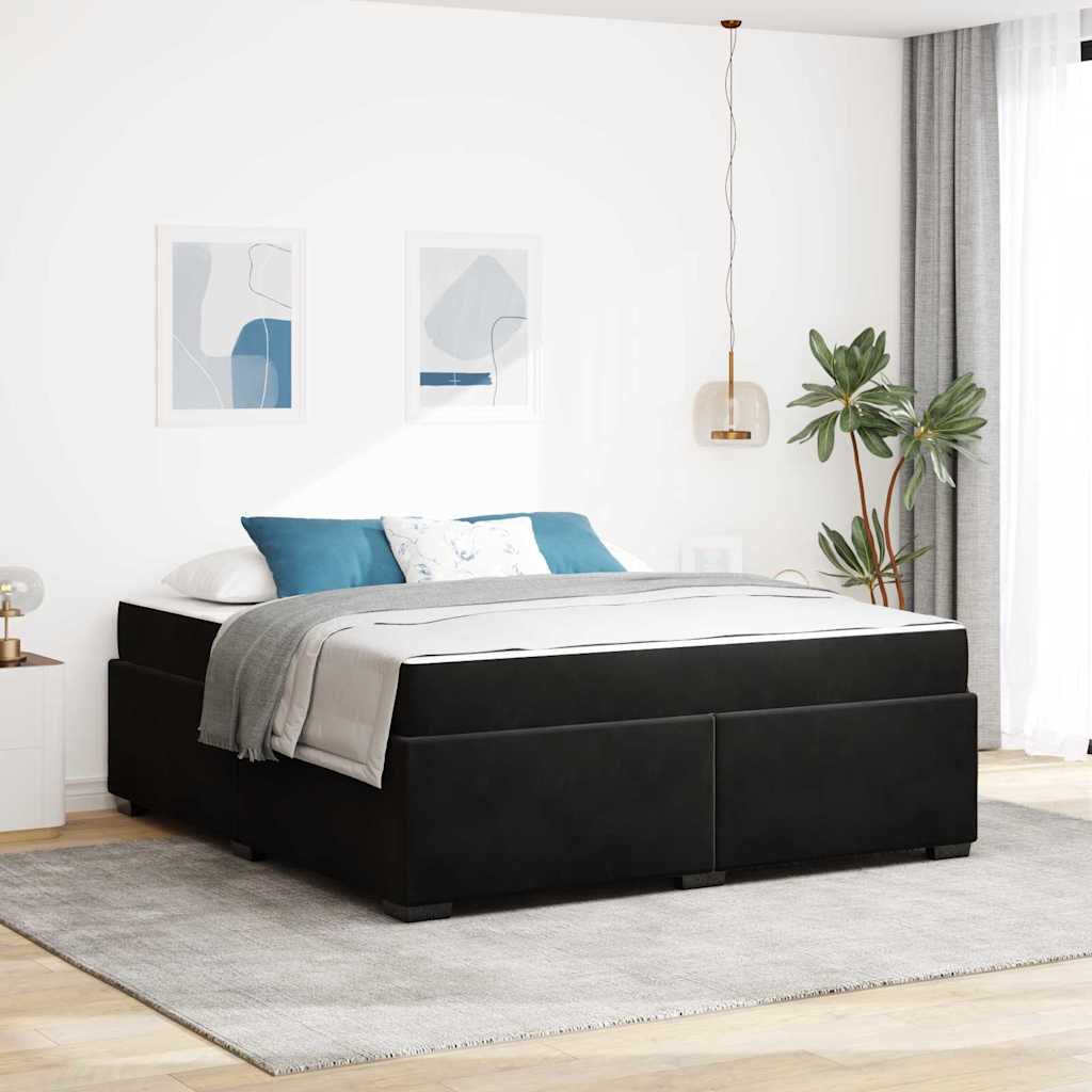 Sengestel Med Madras Sort 180 X 200 Cm Fløjl - Hovedbillede