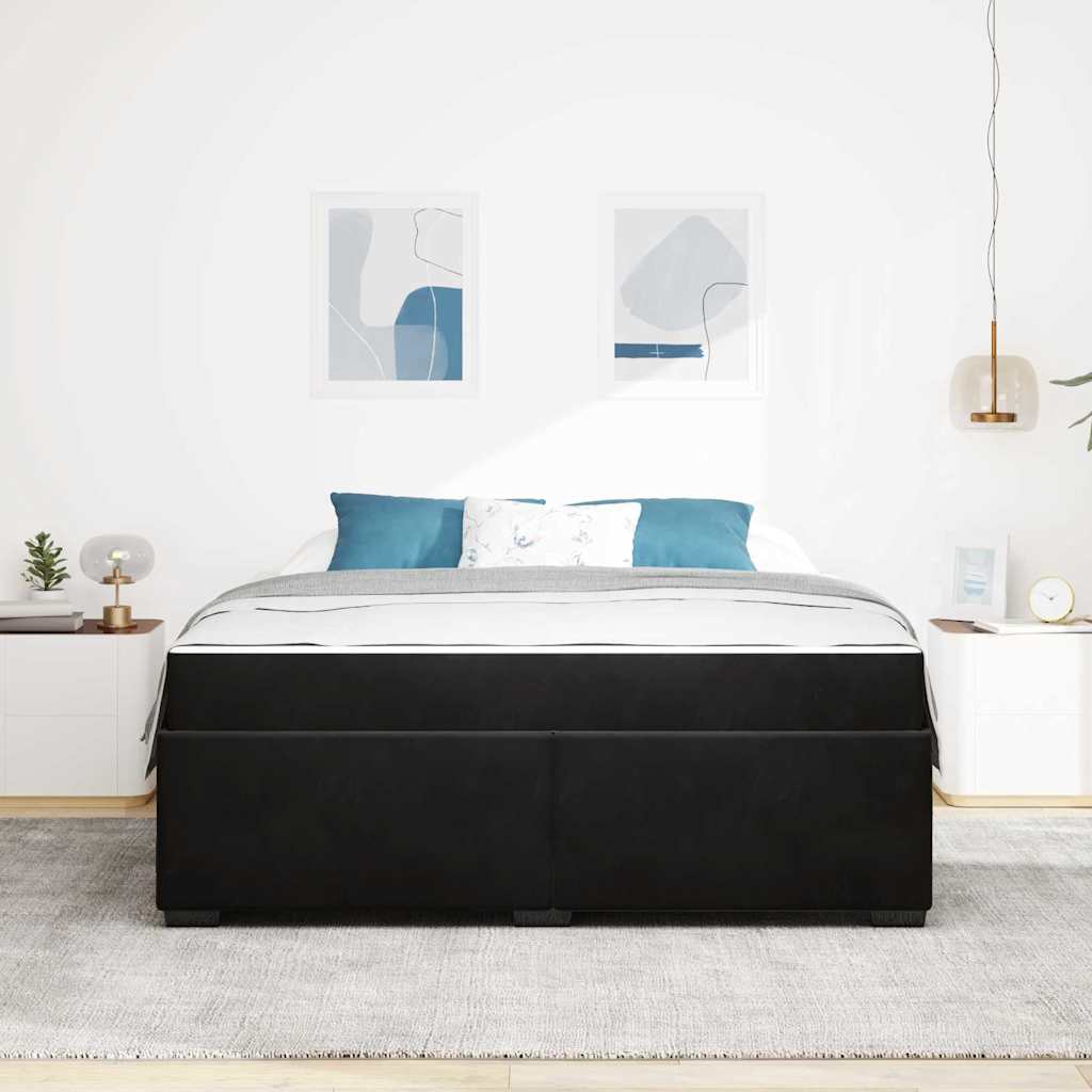 Sengestel Med Madras Sort 180 X 200 Cm Fløjl - Billede 4