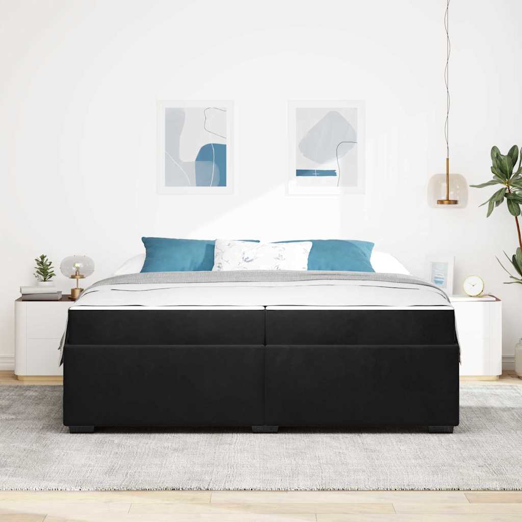 Sengestel Med Madras Sort 200 X 200 Cm Fløjl - Billede 4
