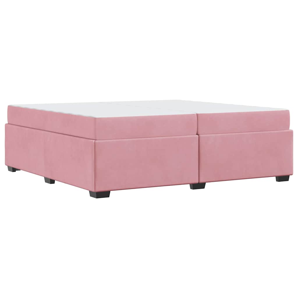 Sengestel Med Madras Lyserød 200 X 200 Cm Fløjl - Billede 8