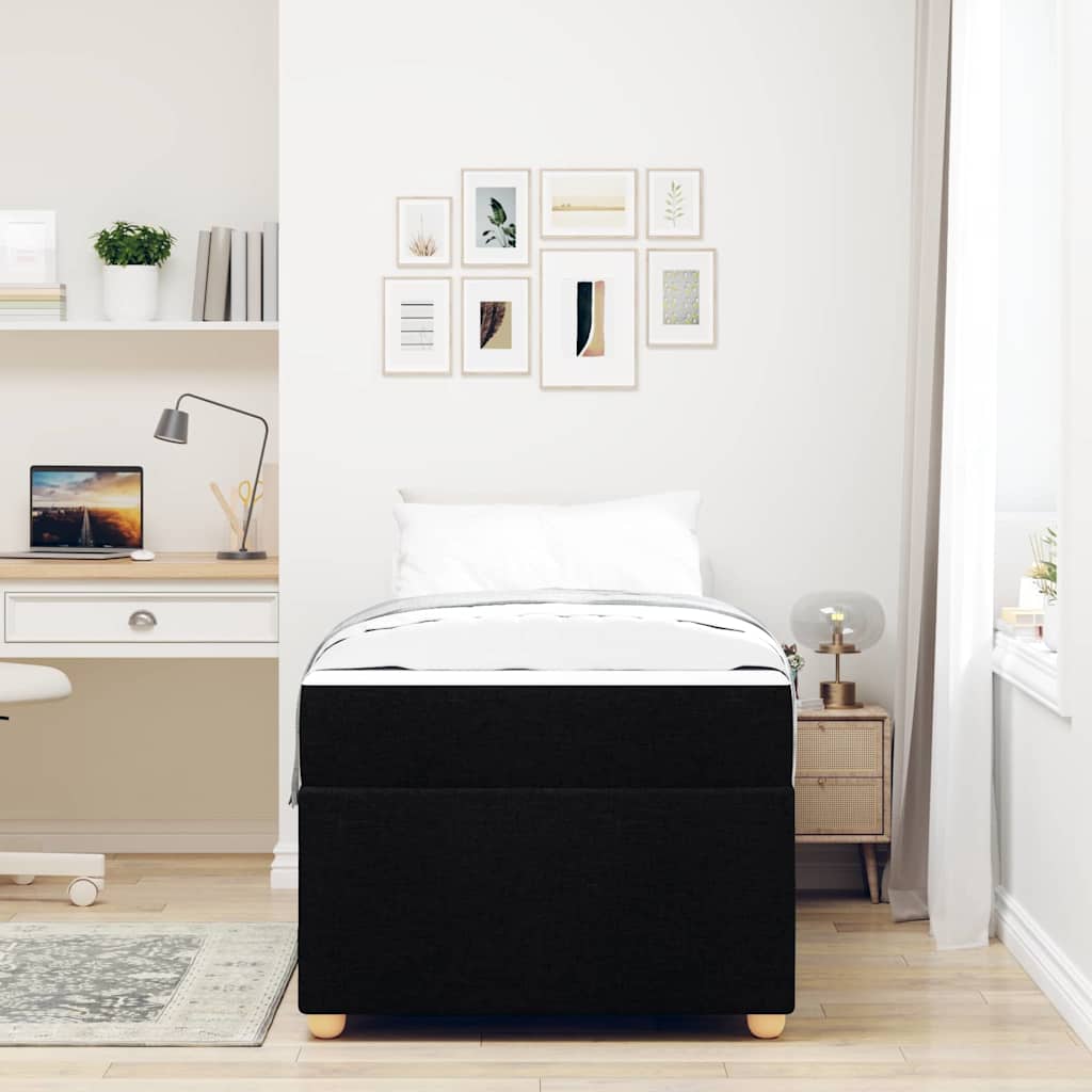 Sengestel Med Madras Sort 90 X 190 Cm Stof - Billede 4