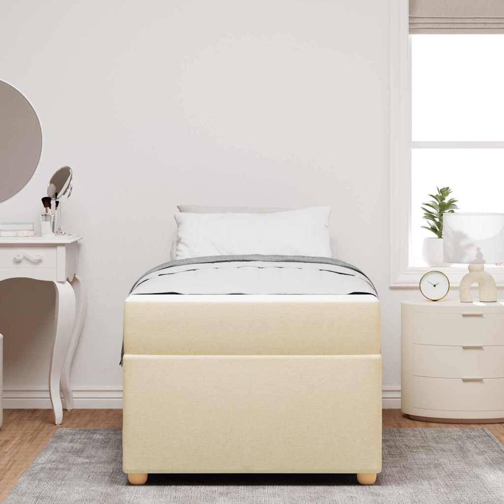 Sengestel Med Madras Creme 90 X 200 Cm Stof - Billede 4