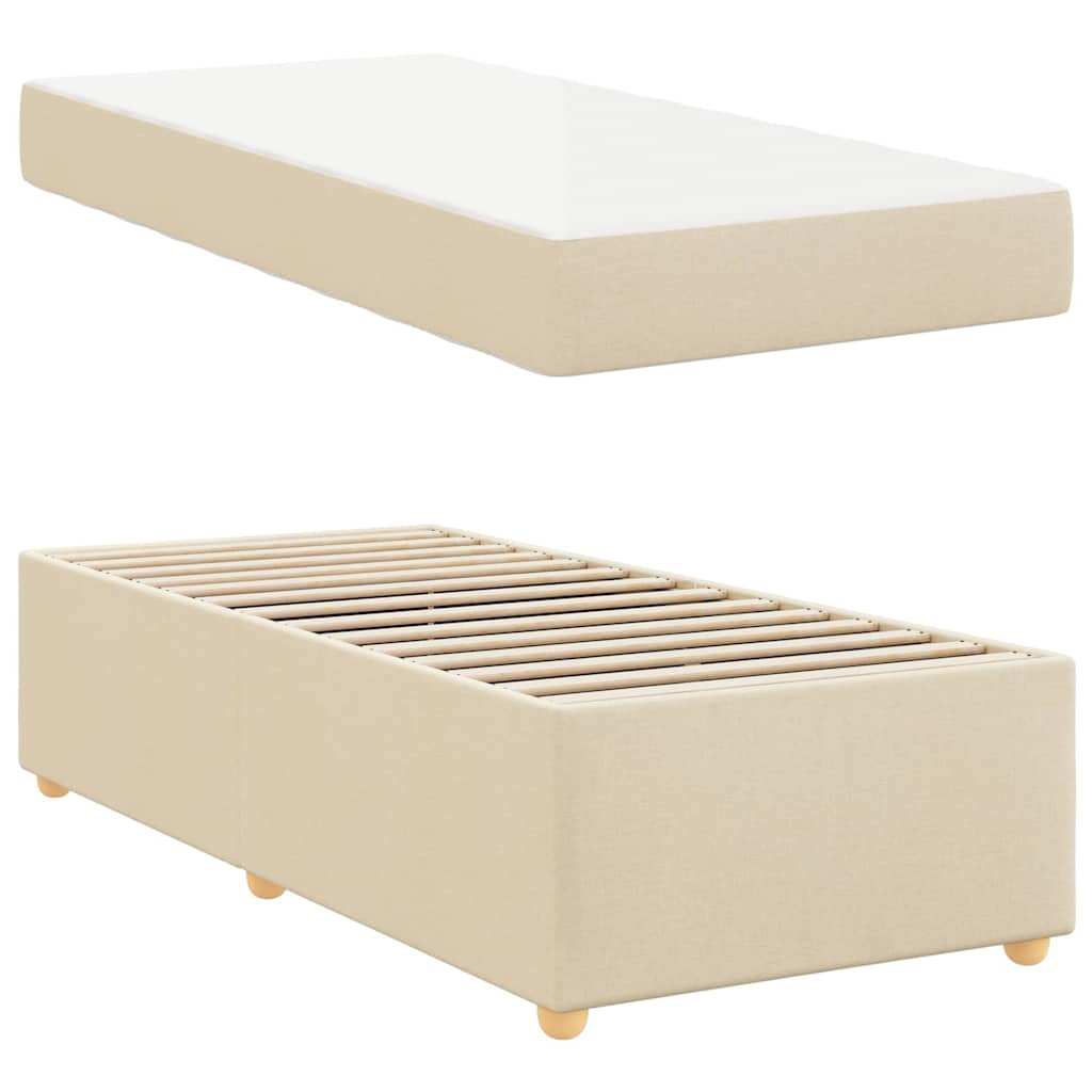 Sengestel Med Madras Creme 90 X 200 Cm Stof - Billede 5