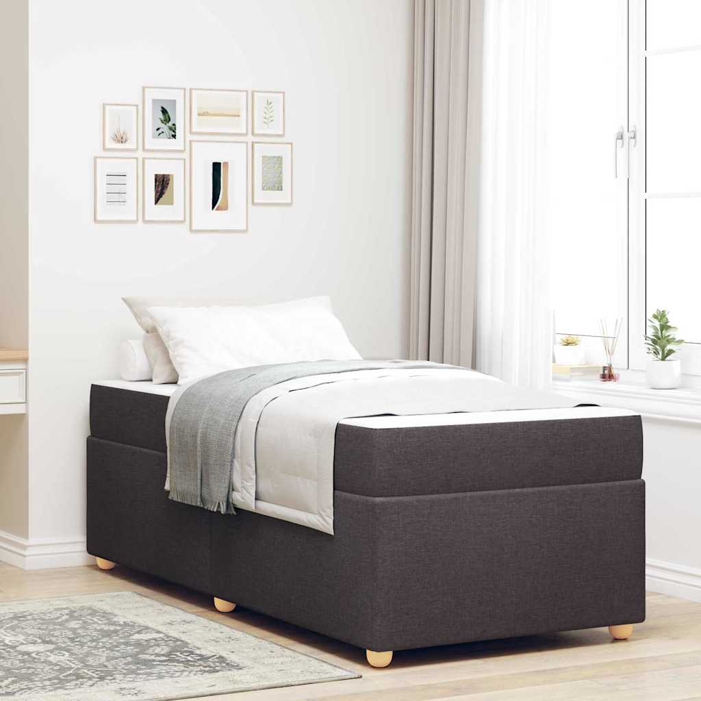 Sengestel Med Madras Mørkebrun 100 X 200 Cm Stof - Hovedbillede