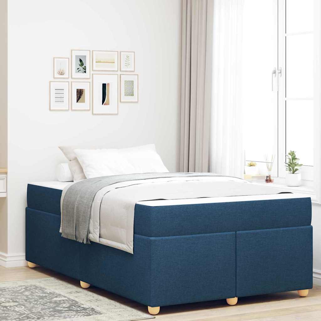 Sengestel Med Madras Blå 120 X 190 Cm Stof - Hovedbillede