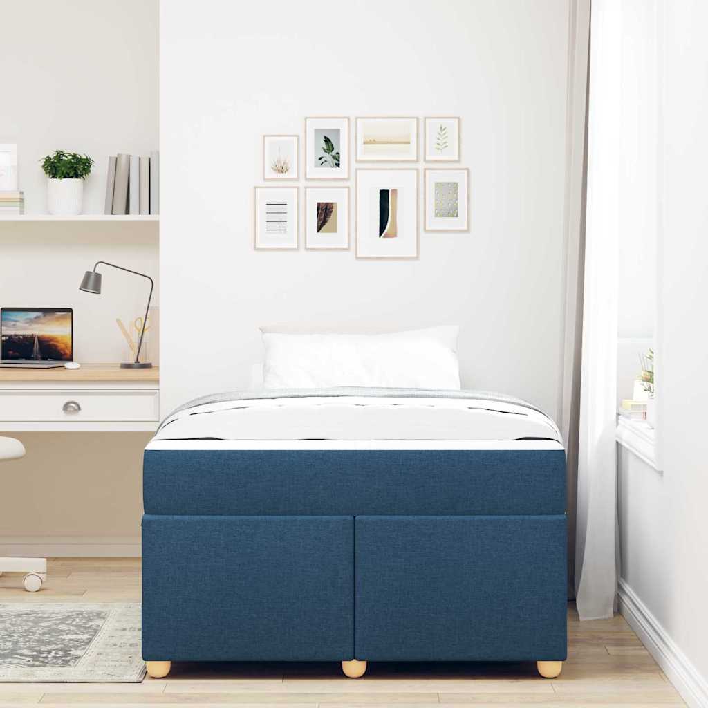 Sengestel Med Madras Blå 120 X 190 Cm Stof - Billede 4