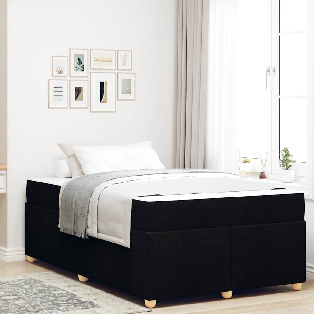 Sengestel Med Madras Sort 120 X 200 Cm Stof - Hovedbillede