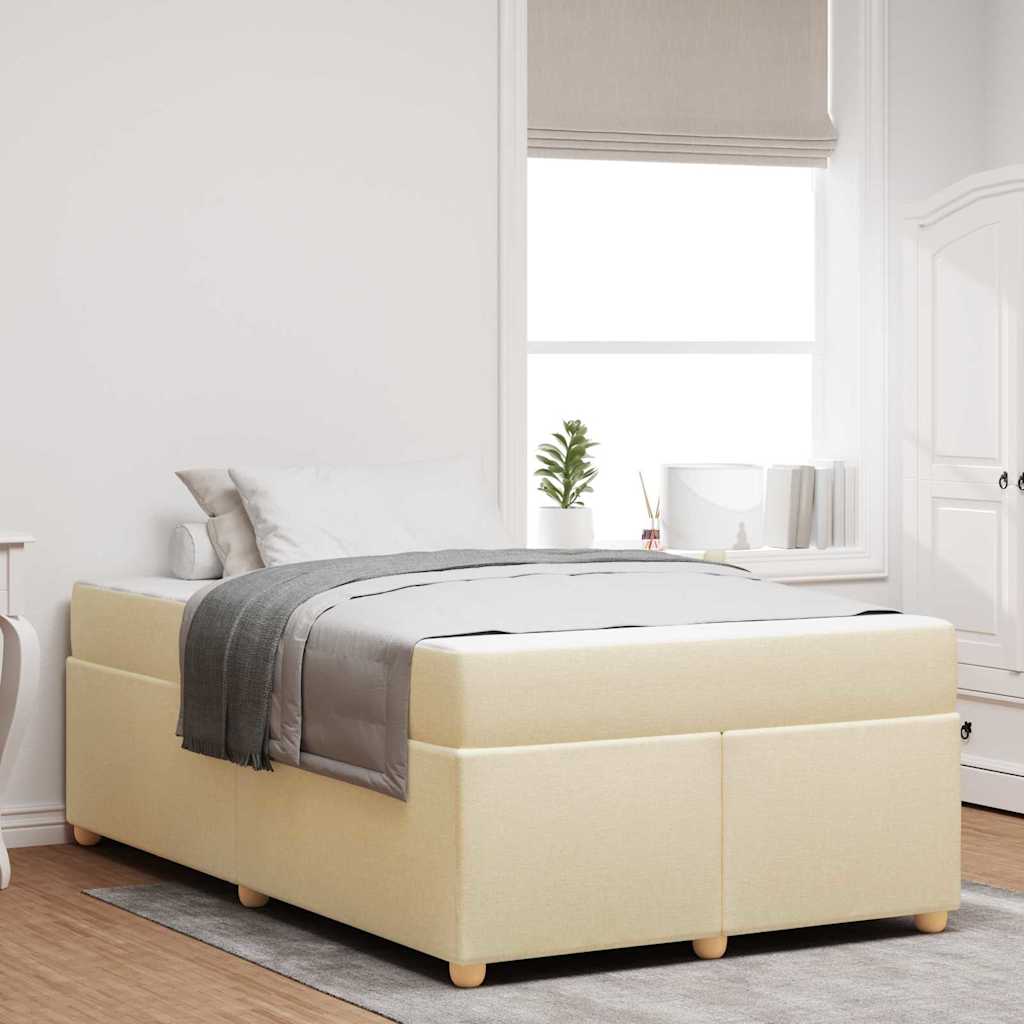 Sengestel Med Madras Creme 120 X 200 Cm Stof - Hovedbillede