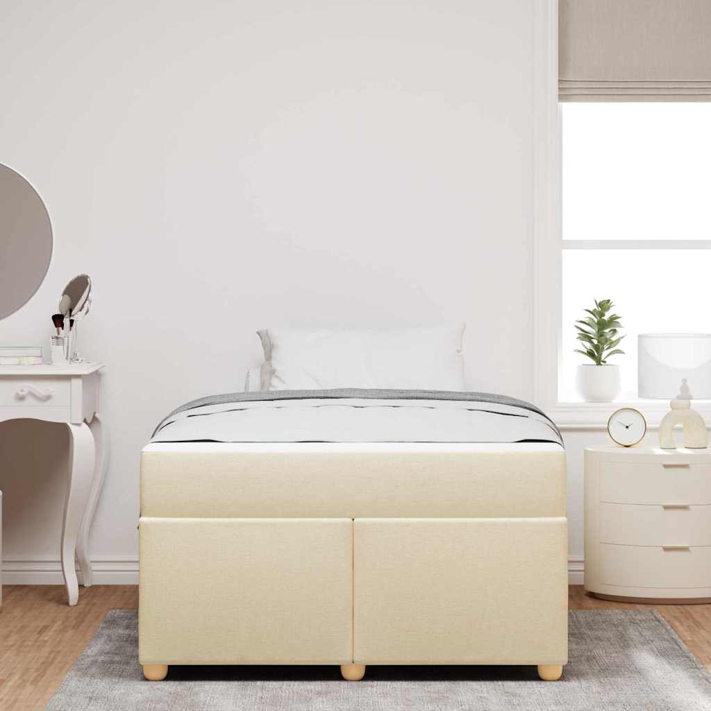 Sengestel Med Madras Creme 120 X 200 Cm Stof - Billede 4