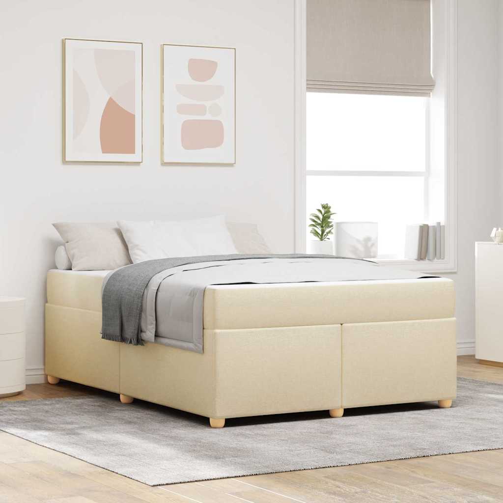 Sengestel Med Madras Creme 140 X 200 Cm Stof - Hovedbillede